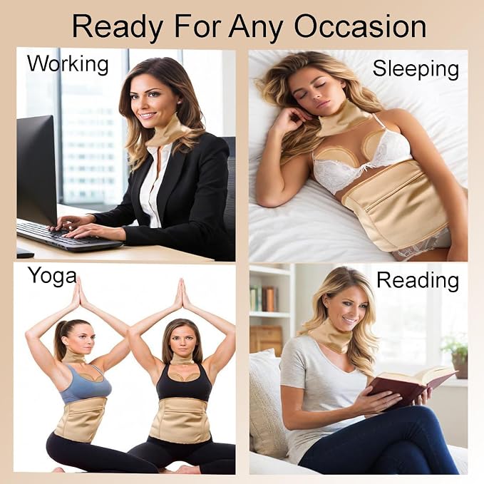 Organic Cotton Castor Oil Pack Wrap,9 Pcs Reusable Pack Kit for Neck Chest Waist Back Knee and Feet,Hot or Cold Compress Castor Oil Pads Kit with Adjustable Elastic Strap
