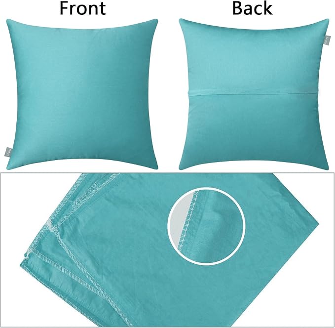 Thmyo 4-Pack 100% Cotton Comfortable Solid Decorative Throw Pillow Case Square Cushion Cover Pillowcase Sublimation Blank Pillow Covers DIY Throw Pillowcase for Sofa Bedroom(24x24 inch/ 60x60cm,Green)