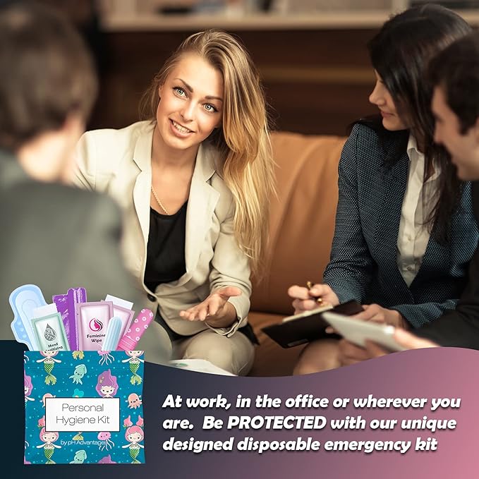 Menstrual Kit All-in-One 10 Pack | Convenience on The Go | Period Kit Pack for Travelling, Tweens & Teenager | Individually Wrapped Feminine Hygiene Product (Under the Sea)