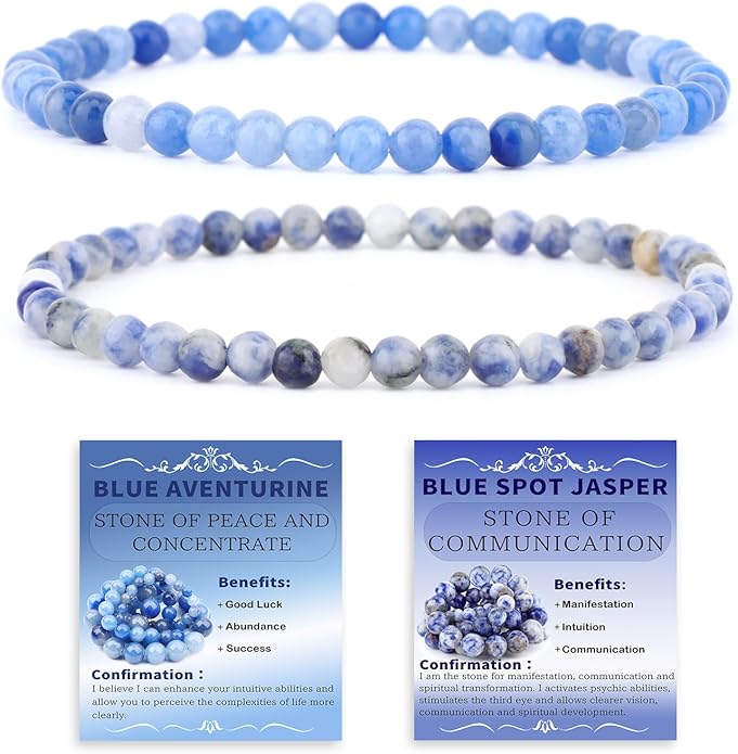 NCB 2.3-Piece 4mm Natural Crystal Gemstone Stretch Bracelets – Handmade Reiki Energy Healing Jewelry for Meditation,Yoga, Unisex