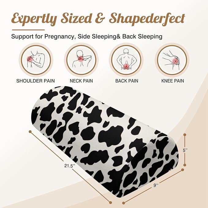 Knee Pillow for Back Sleeping – Half Moon Bolster Pillow for Under Knee While Sleeping Support, Leg & Back Pain Relief (21.5x9x5 Inches)