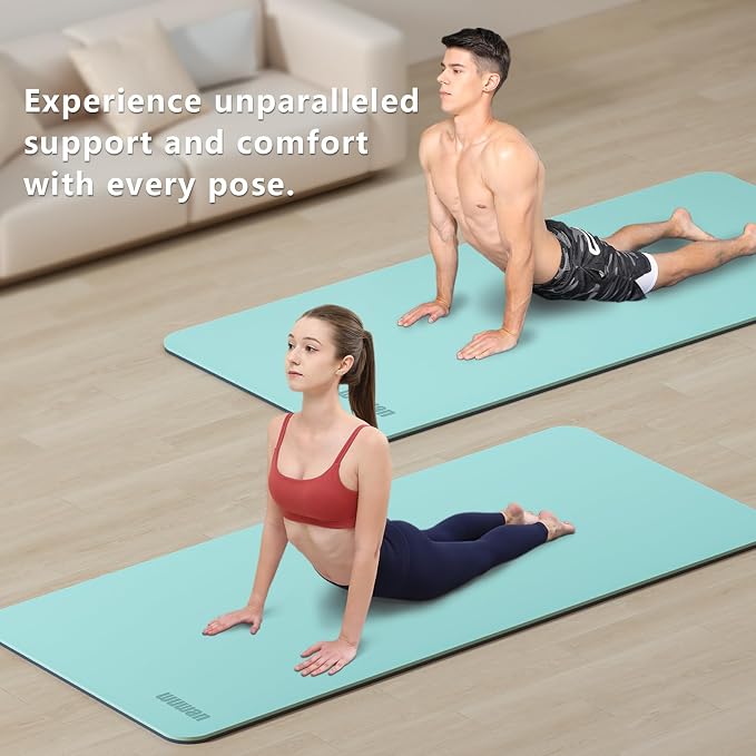 Wide Yoga Mat-80cm Extra Thick 1/3'' Fitness Exercise Mat Carry Strap
