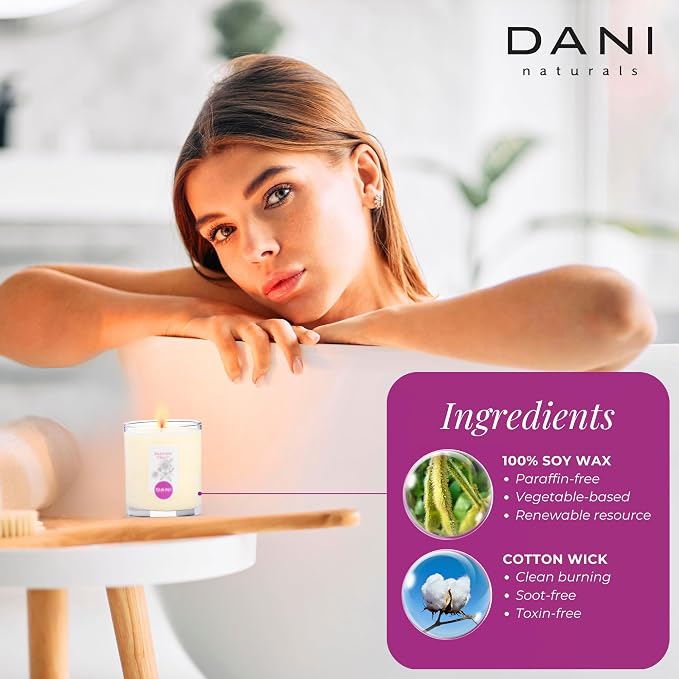DANI Naturals Passion Fruit 100% Soy Wax Candle, Non-Toxic, 7.5oz | Vegan,soy wax candle,Clean-burning with organic cotton wick,Bright tropical passion fruit scent,Made in USA