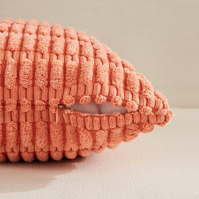 Fancy Homi 4 Packs Decorative Throw Pillow Covers for Living Room Couch Bed, Modern Farmhouse Boho Home Décor Accent Cushion Case, 20" x 20", Coral