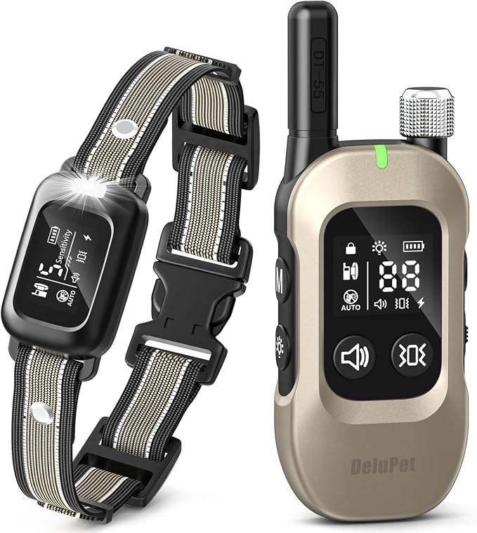 2-in-1 Dog Bark & Shock Collar with Remote, 4500FT Training Range