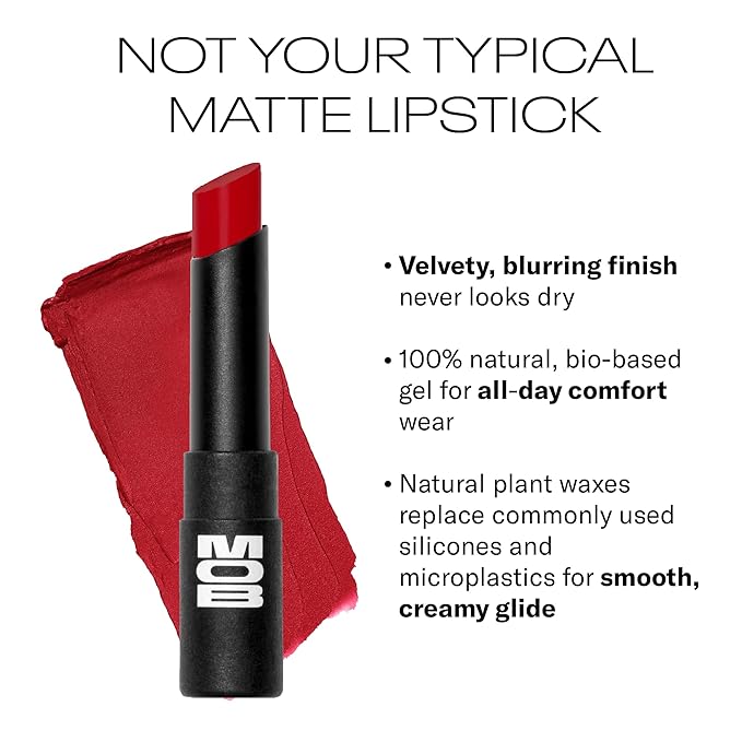 MOB Beauty Soft Matte Lipstick M67 – Red | Weightless, One-Swipe Color Infused with Skincare | Vegan, Silicone-Free, Cruelty-Free Formula in a Biodegradable Capsule