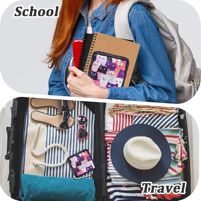Cat Period Bag Sanitary Napkin Storage Bag Cute Cats Print Sanitary Pad Pouch Portable Waterproof Feminine Product Travel Storage Organizer First Period Gifts for Women Ladies Daily Use
