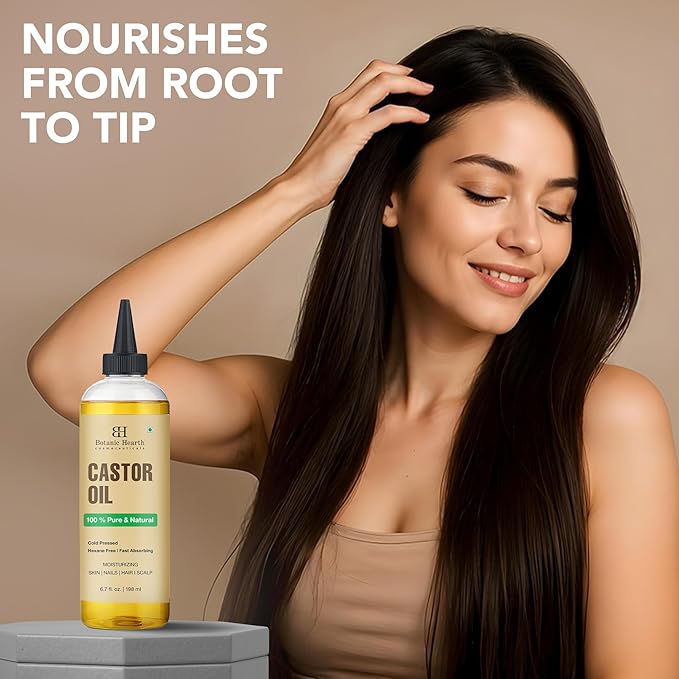 Botanic Hearth Hair Oil for Hair Growth & Hair Treatment Oils | Strengthening Dry, Frizzy, Damaged Hair & Scalp Treatment | Castor Hair Oil – 6.7 Fl Oz