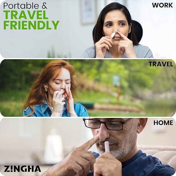 Z!NGHA Natural Aromatherapy Nasal Stick Boost Focus & Enhance Breathing | Portable Sinus Relief & Relaxation Nasal Inhaler Stick | Essential Oil Blend for Stress and Congestion (Calm)