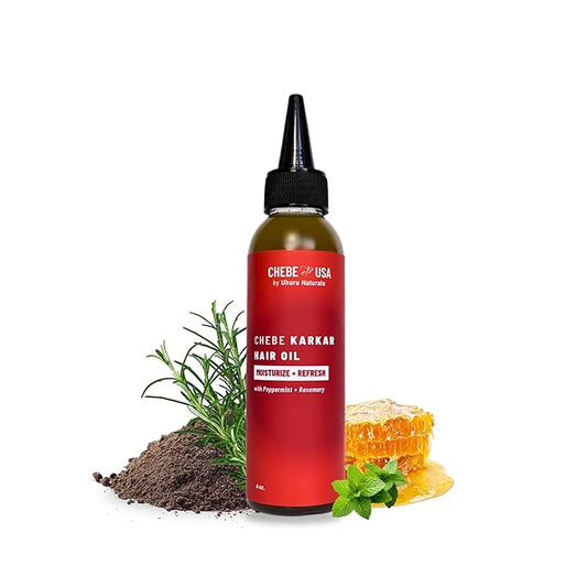 Uhuru Naturals Original Chebe Hair Oil with Karkar (4 Oz) - All-Natural Hair Oil- Contains Pure Ingredients and Essential Oils Promotes Strong and Healthy Hair