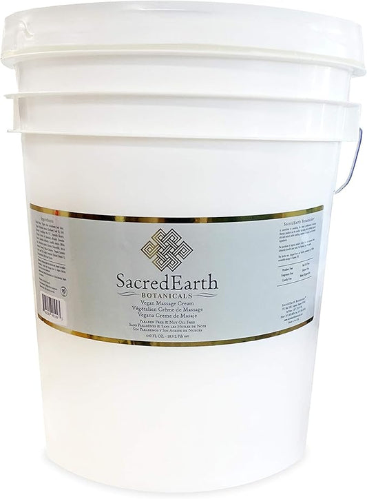 Vegan Massage Cream (5 Gallon Pail) - Unscented, Water Dispersible, Nut Oil Free, Gluten Free and Contains Only Certified Organic Oils and Extracts.