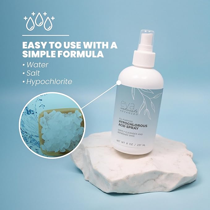 Eva Naturals Hypochlorous Acid Spray for Face & Body, HOCl Facial Cleanser Mist with Electrolyzed Water, Toner Formula for Sensitive & All Skin Types, Reduce Redness, Irritation, Breakouts (2 Pack)