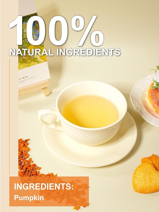 TeeLux Pumpkin Tea Loose Leaf, 16oz, Lightly Sweet & Colorful, Versatile Dried Pumpkin Cubes for Cooking, Baking
