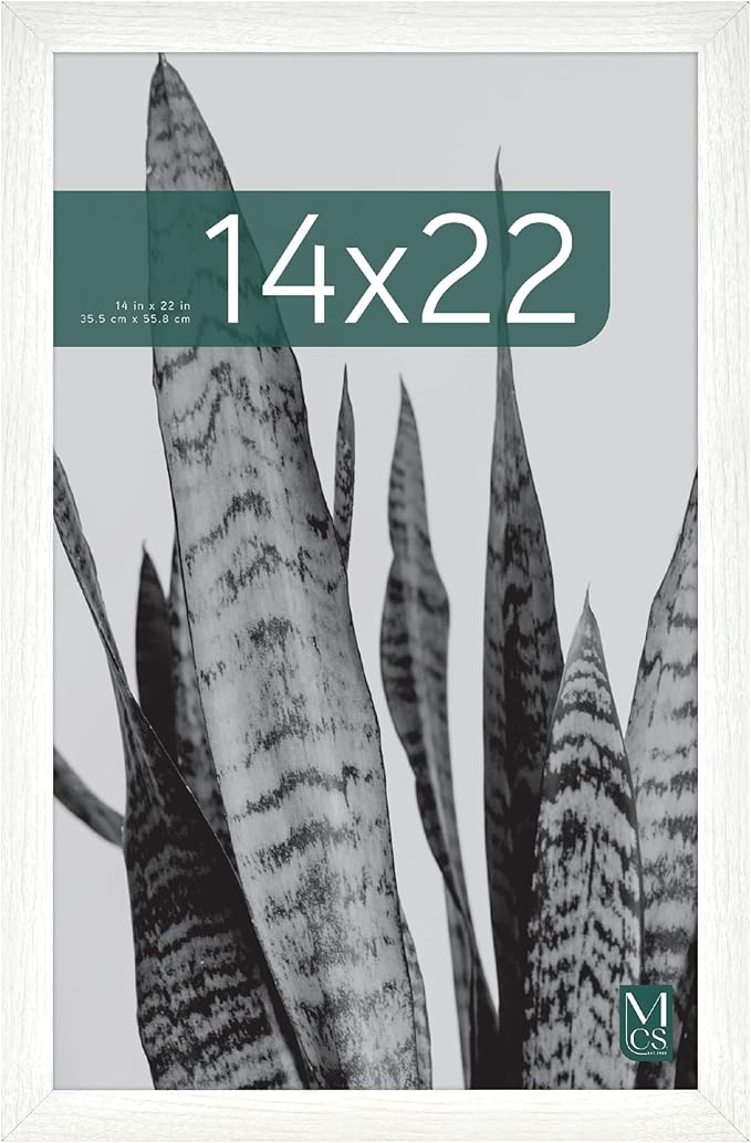 MCS Studio Gallery 14x22 Poster Frame White Woodgrain Engineered Wood, Vertical & Horizontal Wall Hanging Large Picture Frame for Photos, Posters & Art Prints (1-Pack)