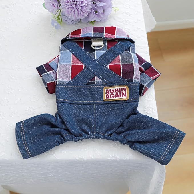 Dog Stylish Overalls Comfortable Puppy One Piece Outfits Summer Bib Overalls for Small Dogs Cute Pet Jumpsuit Onesie Chihuahua Yorkies Birthday Holiday Clothes Costume