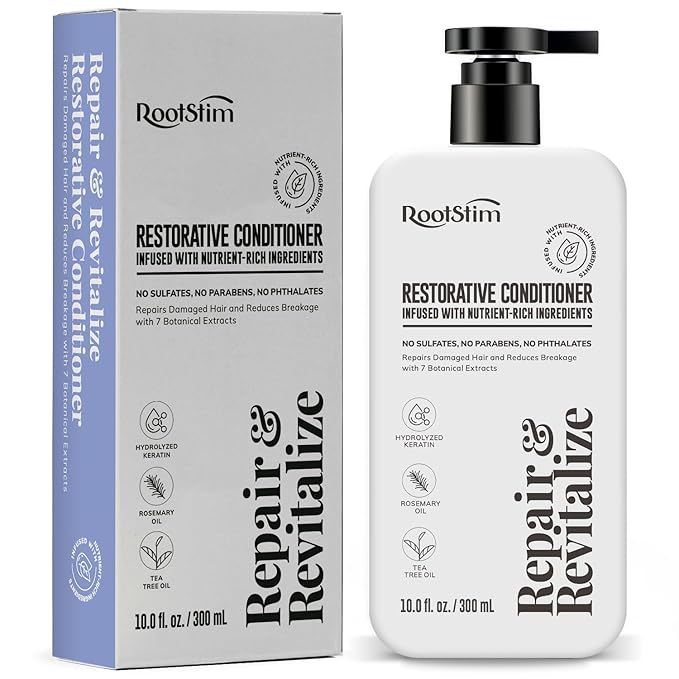 RootStim Thickening Conditioner for Thinning Hair: Anti-Breakage Formula with Rosemary Oil, Saw Palmetto & Hydrolyzed Keratin – Volumizing Treatment for Men & Women – Sulfate & Silicone Free, 10 fl oz