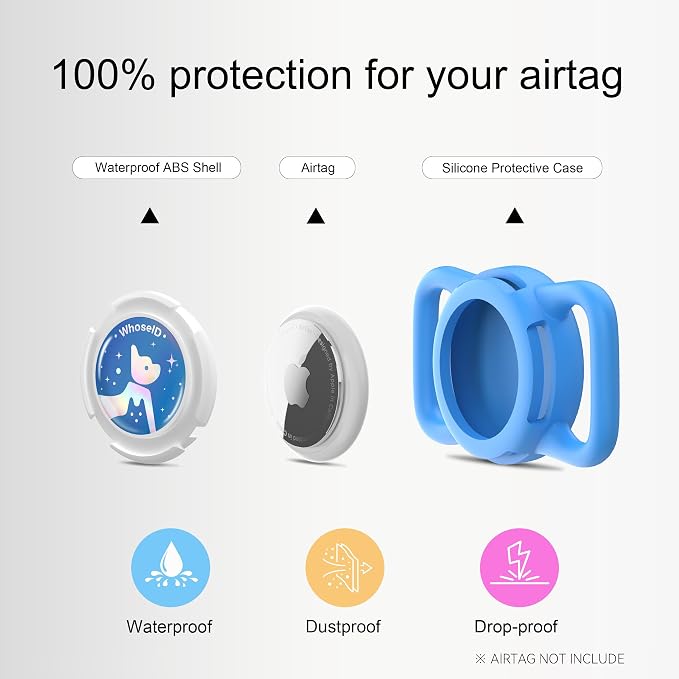 Waterproof AirTag Holder for Dog Collar, Soft Slide-On Dog AirTag Holder | Full-Body Protection, No-Dangle Fit, Ultra-Durable, Lightweight, Tool-Free Installation, Fits Dog & Cat Collars