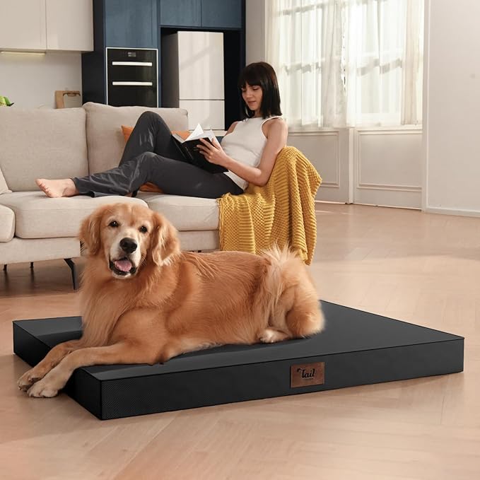 Waterproof Orthopedic Outdoor Dog Bed XL for Extra Large Dogs | Egg Crate Foam for Joint Support, TPU Waterproof Layer, Machine Washable 1680D Oxford Cover, 44 x 32 Inch, Up to 90 lbs