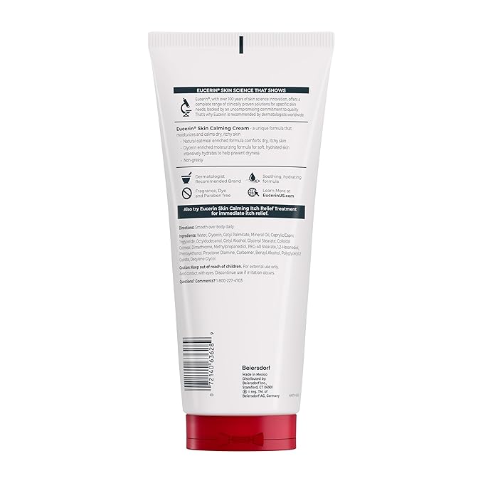Eucerin Skin Calming Cream - Full Body Lotion for Dry, Itchy Skin, Natural Oatmeal Enriched - 14 oz. Tube