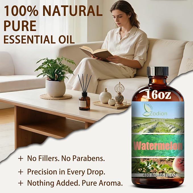 Watermelon Essential Oil - Watermelon Oil for Diffuser, 16 Fl Oz(480ml) | Candle Making, Soap Making, aroma, Strong Scent, Pure, Natural, Home Fragrance, Massage, Large Bottle