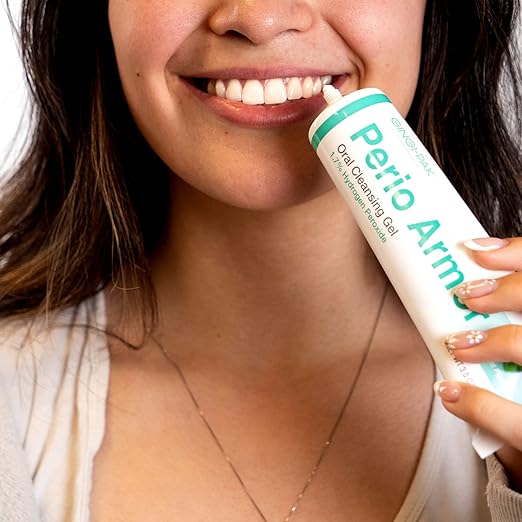 GINGI-PAK Perio Armor 1.7% HP Oral Cleansing Gel for Healthy Gums and A White Smile - Boost Whitening & Freshness with This Non-Invasive Treatment, 3 oz, Mint