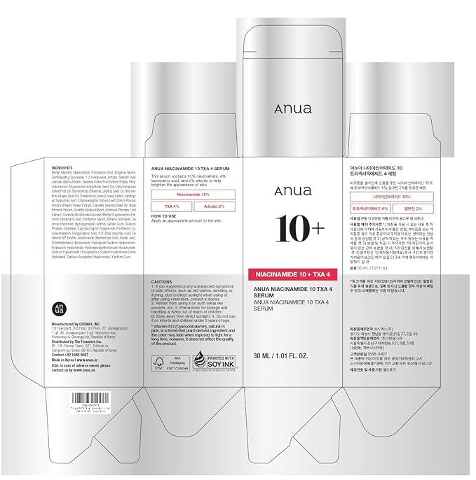 Anua 10% Niacinamide + 4% Tranexamic Acid Serum & Peach 70 Niacinamide Serum for Dull Skin, Skin Barrier, Fragrance-Free, Korean Skincare