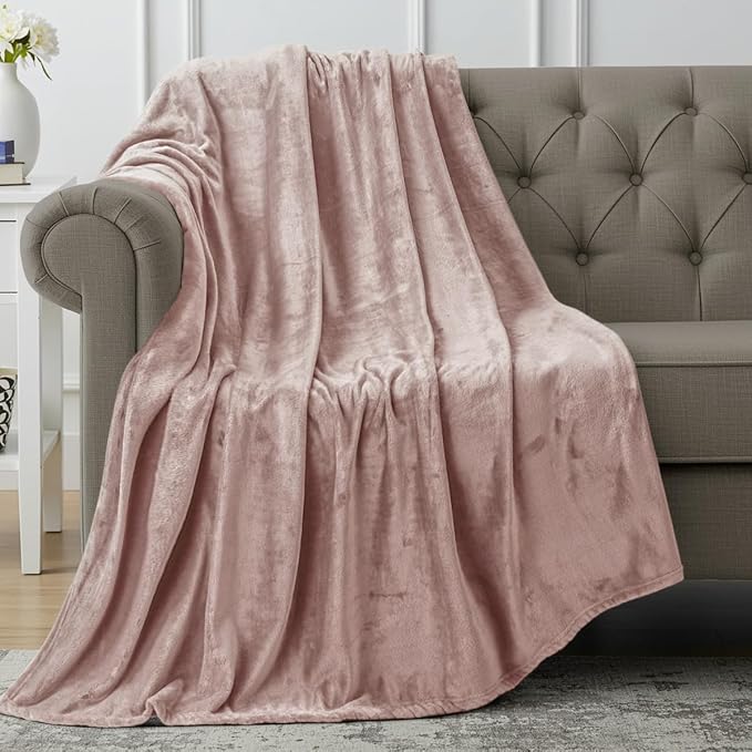 Utopia Bedding Soft Fleece Bed Blanket Throw Size Rose Pink (50x60 Inch) | Microfiber Plush Warm Lightweight Breathable Cozy Blanket Anti-Static, All Season Use, Gift for Women and Men