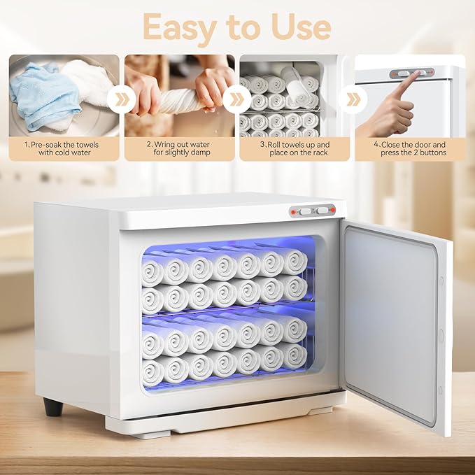 22L Towel Warmer, Large Hot Towel Warmer for Spa, 2-in-1 Professional Cabinet for Facials Esthetician Beauty Salon and Barber(White)