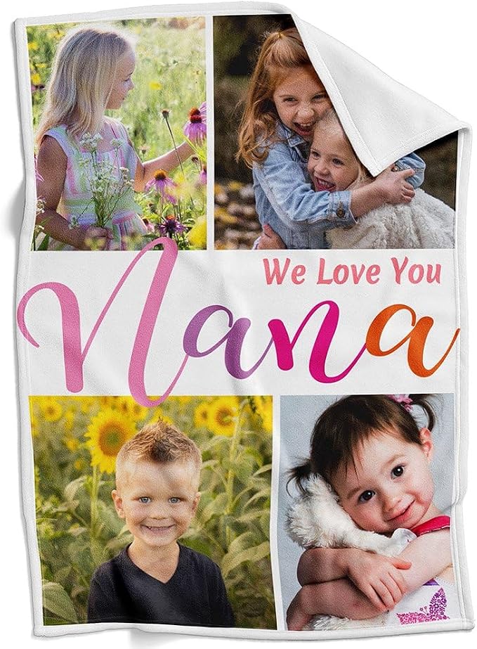inkArts Custom Blanket with Photo, Personalized Blanket, Customized Photo Blankets, Customizable Picture Blankets, Personalized Photo Gifts for Kid Baby Girl Boy Pet