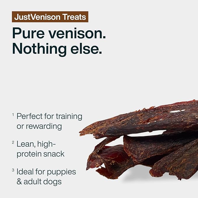 JustFoodForDogs Limited Ingredient Healthy Dog Treats and Dog Snacks, Jerky Treats, Human Grade, Preservative Free, Rawhide Free Chews, Low Calorie Treat - Venison Bark, 5 oz | Human Grade Chicken Treats for Dogs, Jerky Dog Snacks, Preservative & Rawhi...