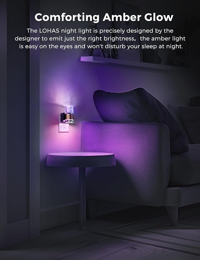L LOHAS LED Night Lights Plug into wall,Color Changing Night Light | Dusk to Dawn Sensor,Adjustable Brightness & Rotatable Plug,Elegant Design Night Light for Kids Bedroom,Bathroom,2 Pack