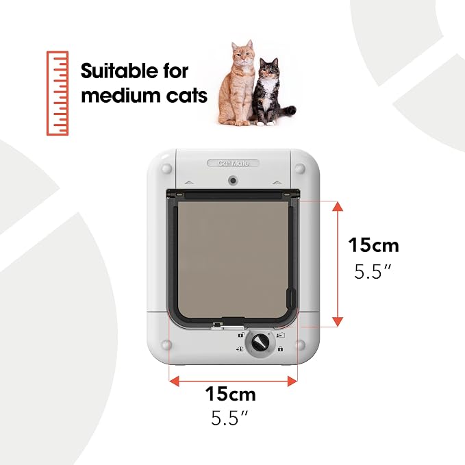 Cat Mate Microchip Activated Cat Flap, For Cats and Small Dogs, Easy Installation in UPVC Doors, Glass, and Wooden Doors - White