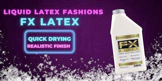 Liquid Latex - Face and Body Paint, Ammonia Free, Easy On and Off, Cosplay Makeup, Create Professional Monster, Zombie Arts 16 Oz (Fluorescent White)