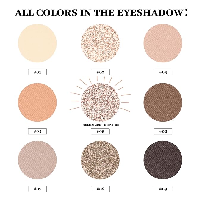 Neutral Eyeshadow Palette, Nude Eyeshadow Palette, Matte Eye Shadow Makeup Palette with Mirror, Long-Lasting Wear, Vegan, Cruelty-Free - 0.5oz (Satin Nude)