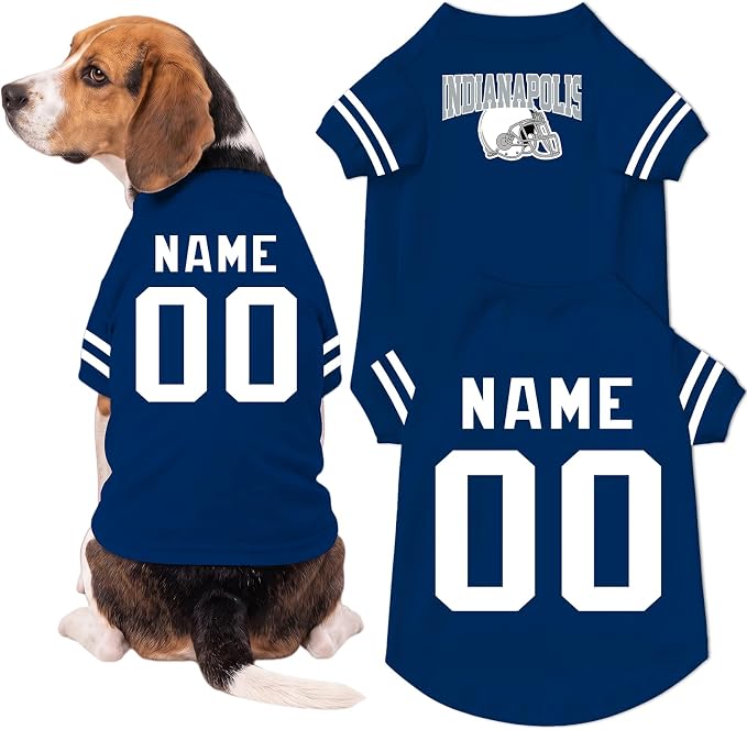 Indianapolis Dog Clothes Personalized Pet Jersey T-Shirt Custom Name Number
