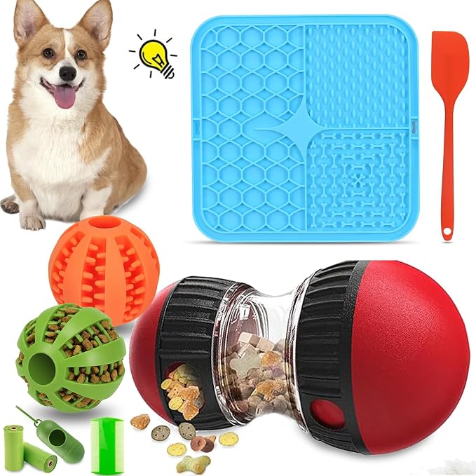 9-in-1 Interactive Dog Toys Set: Mental Stimulation Puzzle, Treat Dispenser Ball & Chew Toys，Lick Mat – Boredom Buster Combo to Keep Small, Medium Dogs Busy & Engaged