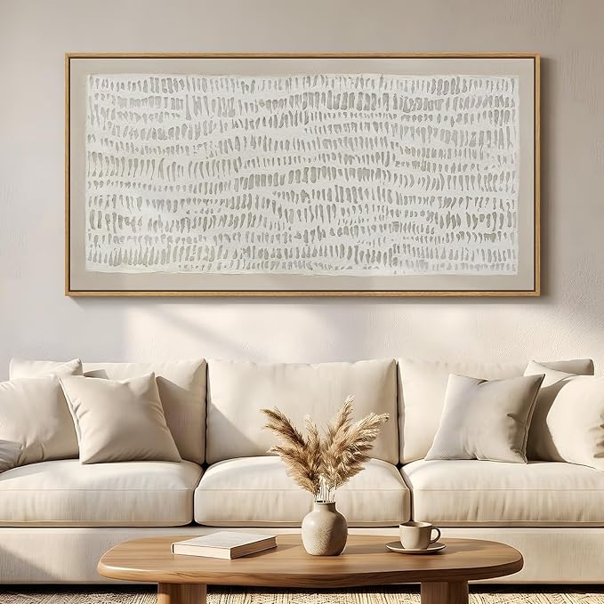 Large Framed Neutral Abstract Wall Art, Beige Minimalist Vertical Canvas Prints Paintings Artwork for Walls, Modern Wabi-Sabi Pictures Wall Decor for Hallway Living Room Bedroom Dining Room, 30x60 In