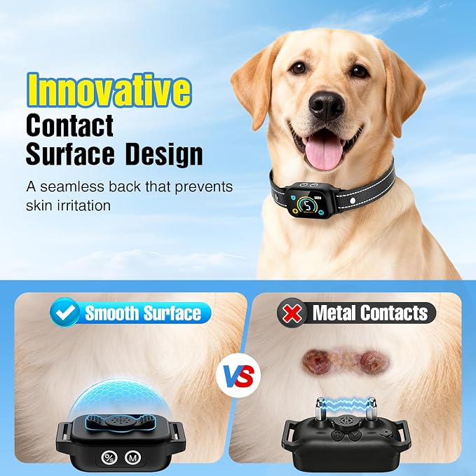 2 Pack Bark Collar, Smart Dog Bark Collar for Large Medium Small Dogs, Rechargeable Ultra-Light Training Collar with Beep Vibration, Anti Barking Device with 5-Level Sensitivity (BlackBlue)