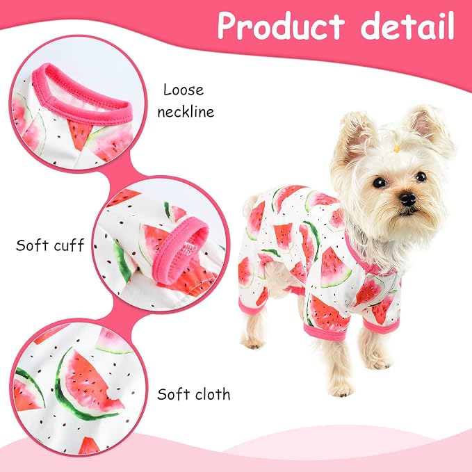 Dog Pajamas for Small Dogs Boy Girl, Dog Clothes Tiny Chihuahua Yorkie Spring Summer Shirt, Cute Puppy Outfit Pjs Jumpsuit Cat Onesie Apparel Pet Clothes