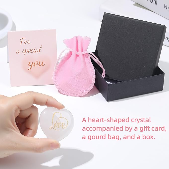 ZHIYUXI 45mm Clear Quartz Crystals Engraved Heart Stone Quartz Crystal Healing Crystals Gift Gemstones Heart Shaped Rocks Polished Stones Gem Gifts for Women Meditation Spiritual Reiki