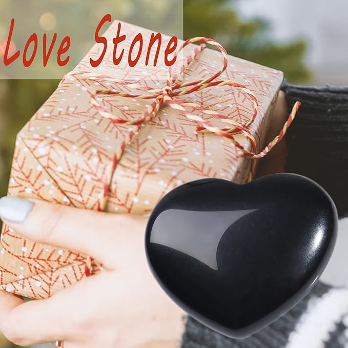 MAIBAOTA 45 mm Black Obsidian Stone Large Heart Stone Healing Crystals Gifts for Women Natural Reiki Gemstone Polished Heart Shaped Rocks Meditation