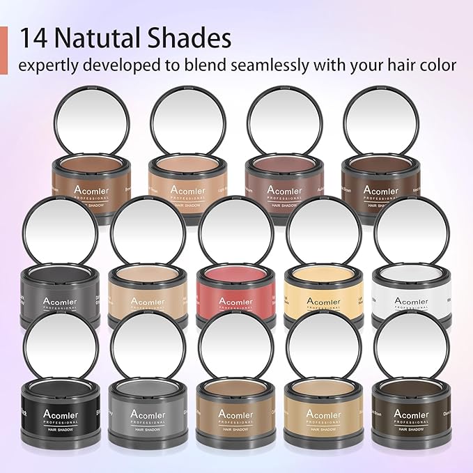 Acomler Instantly Root Cover Up Powder for Thinning, Grey Hair - Hairline Shadow, Touch Up for Women/Men with Eyebrows, Beard, Bald Spots (Black)