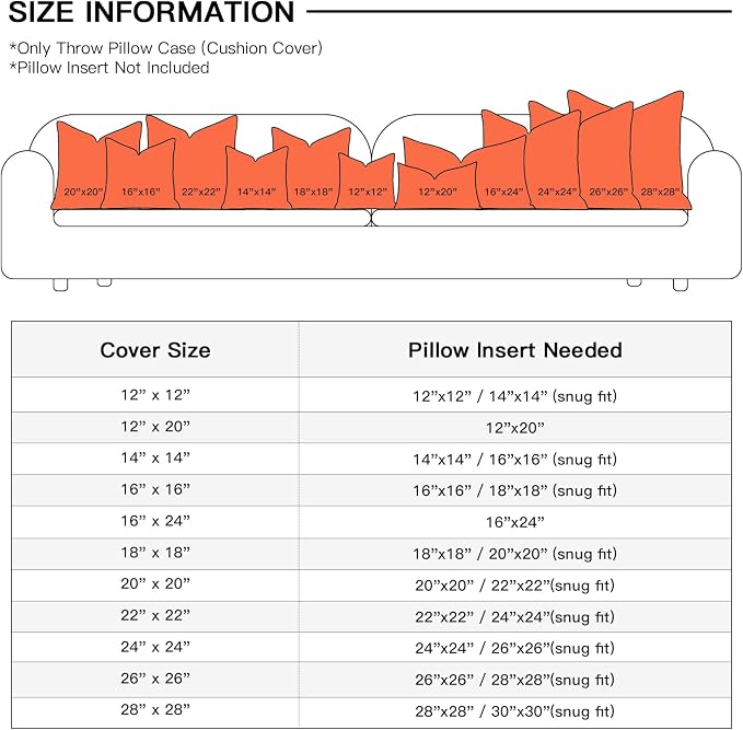 OTOSTAR Linen Throw Pillow Cover Set of 1 Decorative Lumbar Pillowcases Cushion Covers 16x24 Inch for Home Decor Sofa Bedroom Car 40 x 60CM Orange