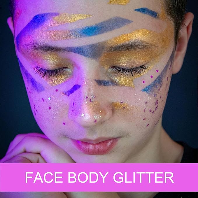 Body Glitter Gel - Christmas Gifts for Kids and Women, Sparkly Chunky Glitter Hair, Singer Concert Festival Rave Accessories (Pink Body Glitter)