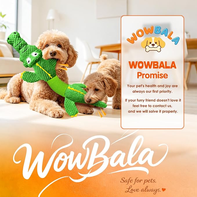 WOWBALA Dog Squeaky Toys Stretchable Crocodile for Interactive Tug of War