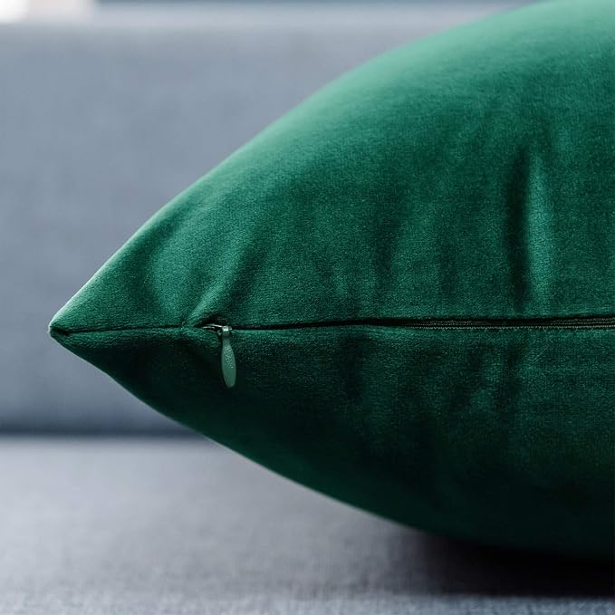 20x20 Decorative Velvet Throw Pillow Covers Set of 2 for Couch,Dark Green | Soft Cushion Cases with Invisible Zipper for Modern Sofa Bed Living Room Bedroom Home Decor Christmas