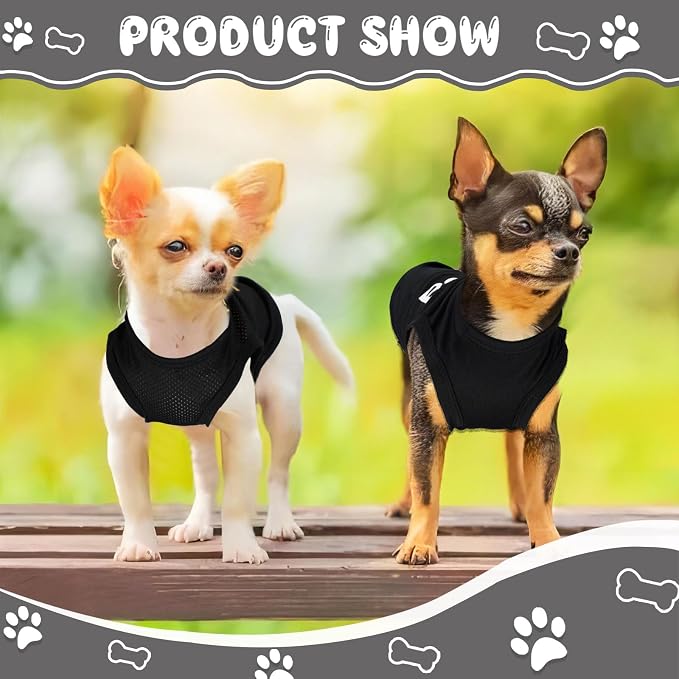 4-Pack Dog Clothes for Small Dogs Black Security Dog Shirt Soft Chihuahua Clothes Cute Male Puppy Clothes Pet Clothing for Small Dog Boy XXS