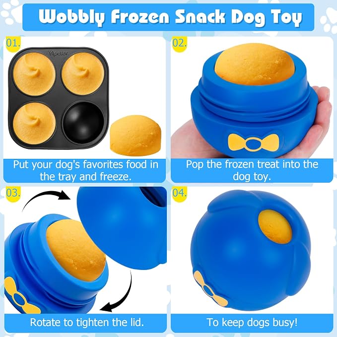 Yipetor Wobbly Dog Chew Toy, Frozen Treat Lick Ball for Medium Large Dogs