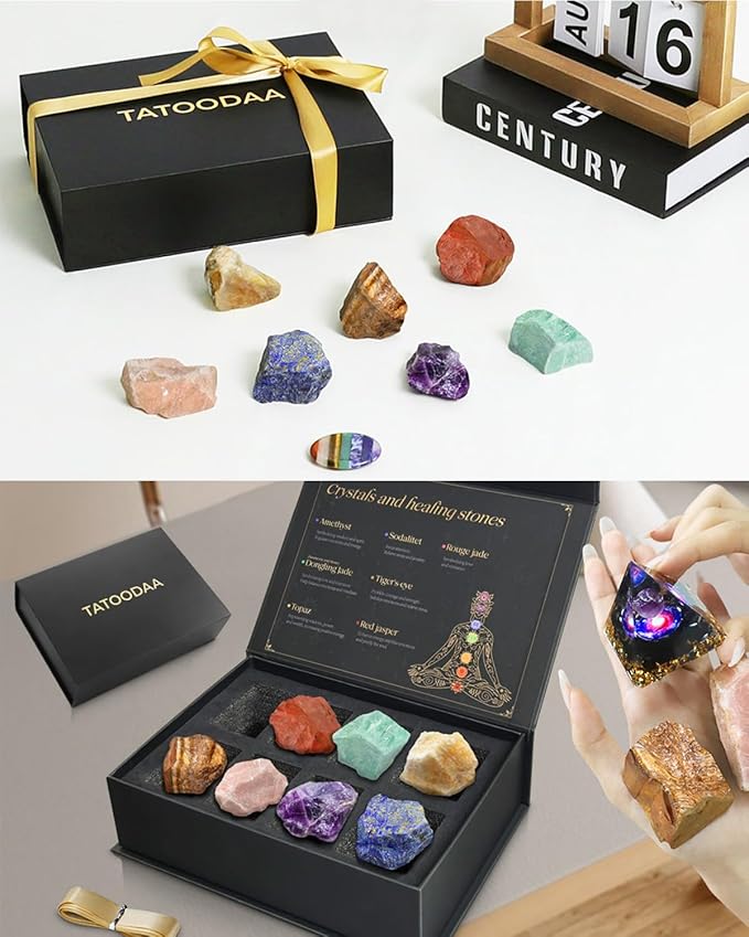Chakra Stones Set with Crystal Cluster, (2-2.5 inch) Large Crystals and Healing Stones - Real Raw Healing Crystals and Stones Positive Energy for Meditation, Birthday Gifts for Women, Christmas Gifts