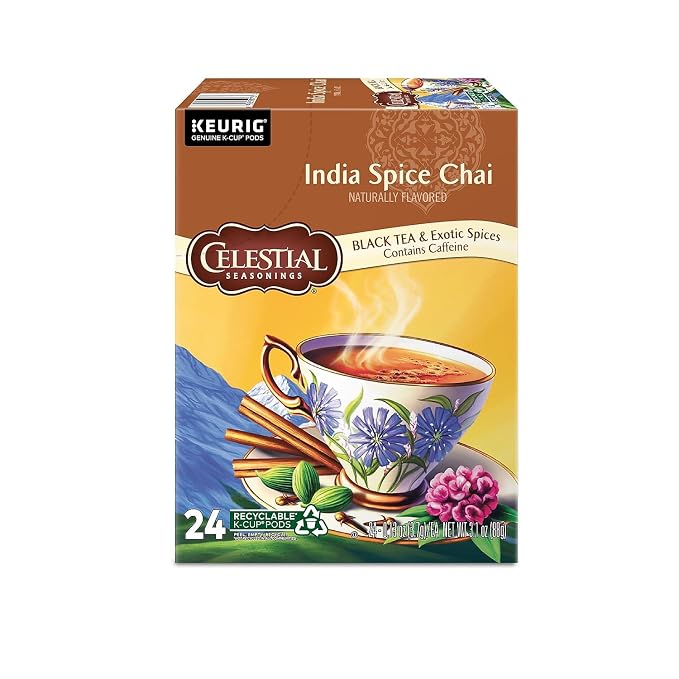 Celestial Seasonings India Spice Chai, K-Cup Portion Pack for Keurig K-Cup Brewers, 24-Count